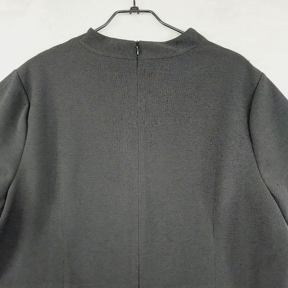 MAGGY LONDON Black Asymmetrical Neck Stretch Crepe Midi Sheath Dress P1945 - Picture 7 of 10